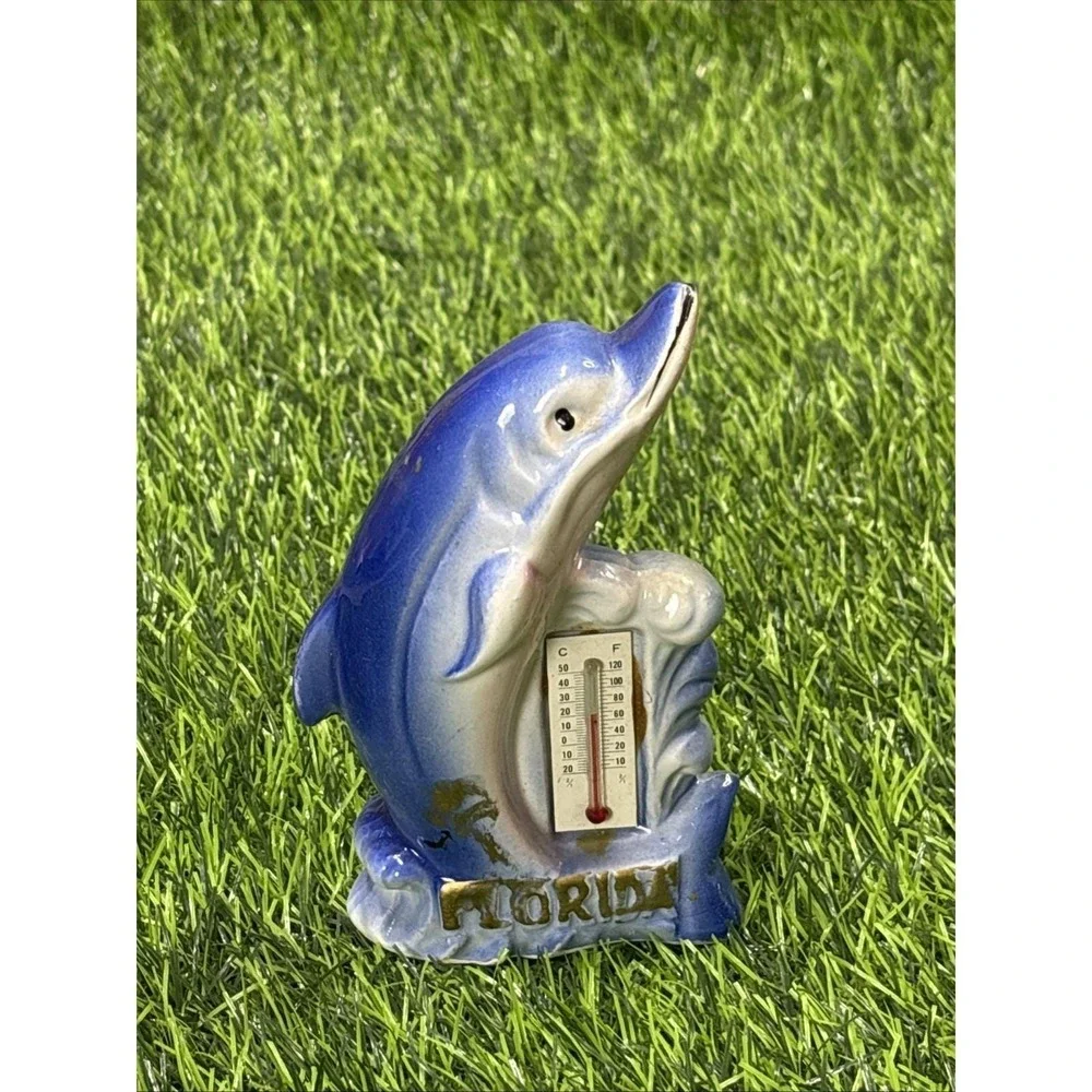 Vintage‎ Florida Dolphin Thermometer Ceramic Wall Decor Souvenir